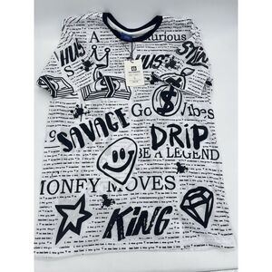 Victorious Legend Grunge Streetwear All Over Print  T-Shirt LARGE White Mens‎